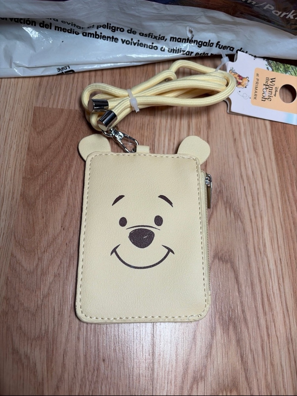 Disney Winnie The Pooh ID Holder Lanyard Wallet Card Holder Zip Coin Pouch-NEW